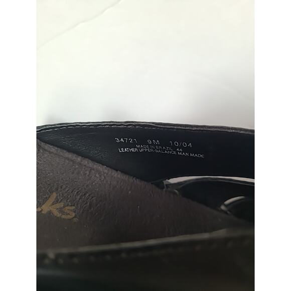 Clarks Susan SZ 9M Woven Black Leather Sandal Open Toe #34721 Flat Comfort - Picture 4 of 9